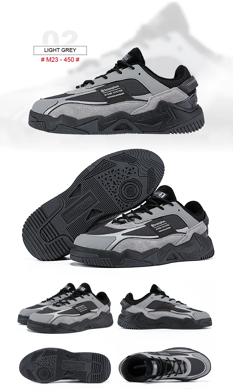 Baasploa Men Walking Shoes New Outdoor Fashion Leather Waterproof Lace up Sneakers Male Casual Non-Slip Wear-Resistant Tenis Sho