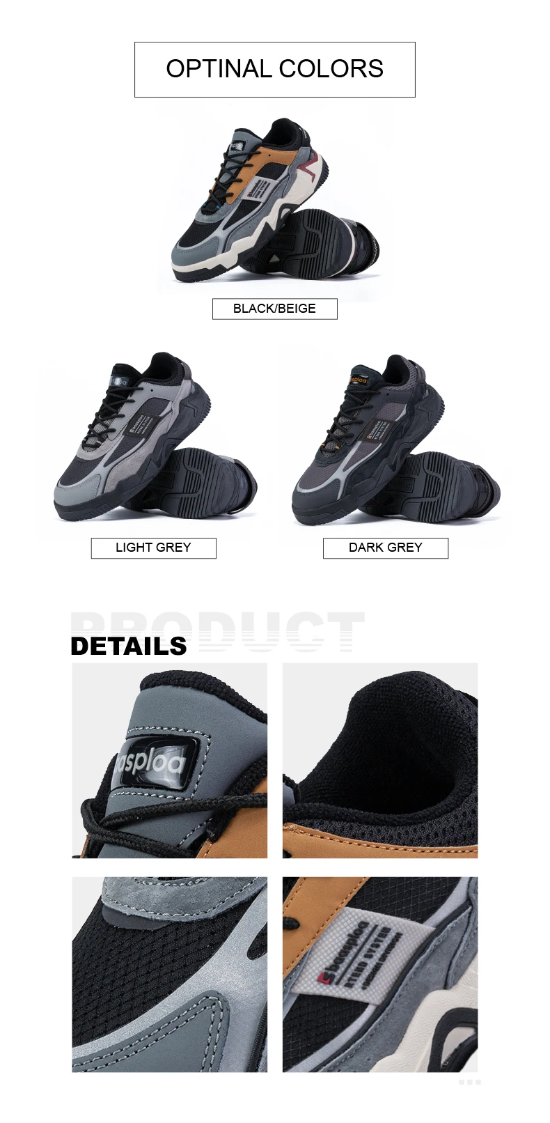 Baasploa Men Walking Shoes New Outdoor Fashion Leather Waterproof Lace up Sneakers Male Casual Non-Slip Wear-Resistant Tenis Sho