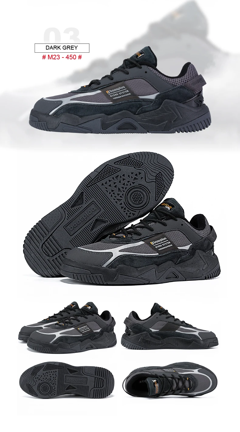 Baasploa Men Walking Shoes New Outdoor Fashion Leather Waterproof Lace up Sneakers Male Casual Non-Slip Wear-Resistant Tenis Sho