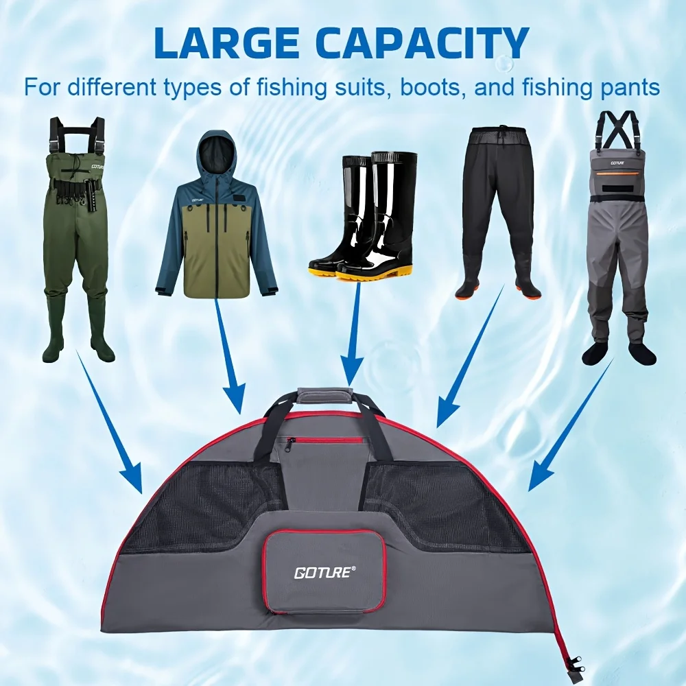 Goture Outdoor Wading Gear Organizer Bag | Breathable Mesh Design, Foldable and Portable Wader Boot Oxford Cloth Storage Bag