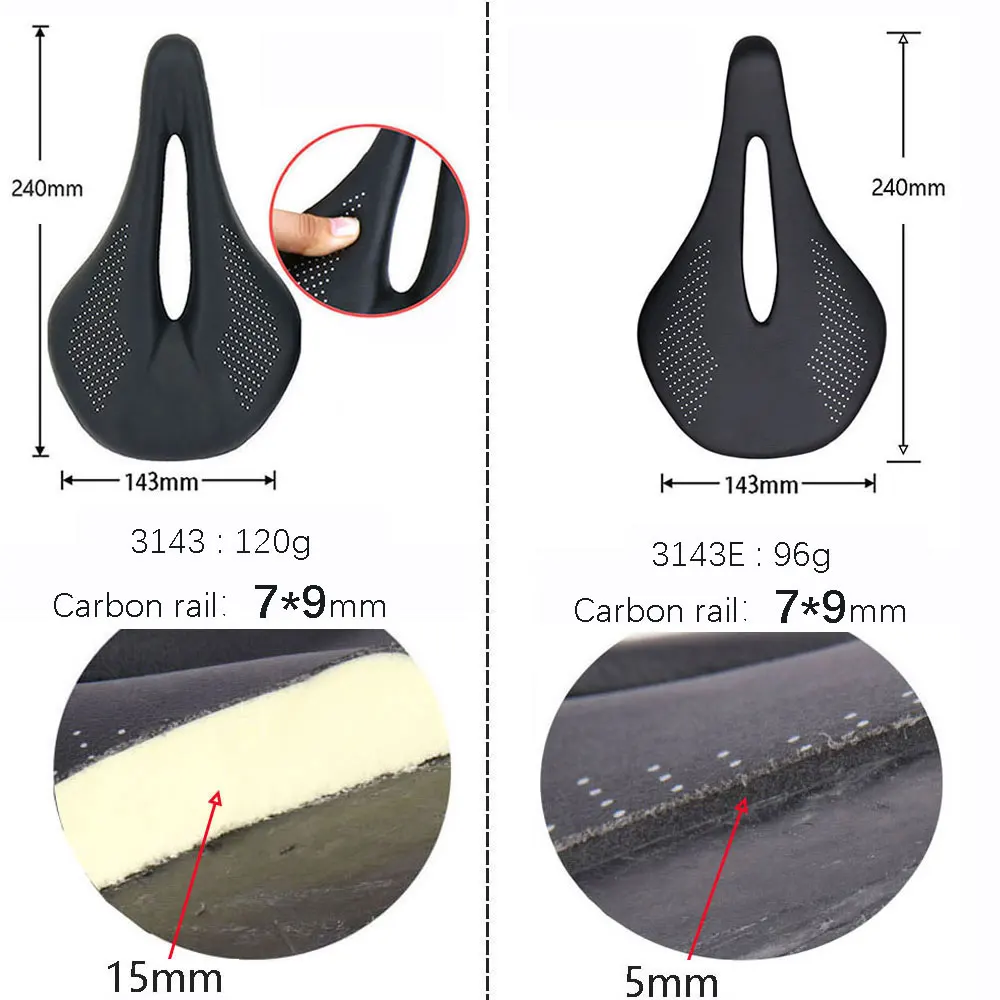ELITA ONE SUPER LIGHT MTB/Road Bike Saddle 240*143mm Carbon Rails7x7/7x9mm Bicycle Seat Super Light 90g