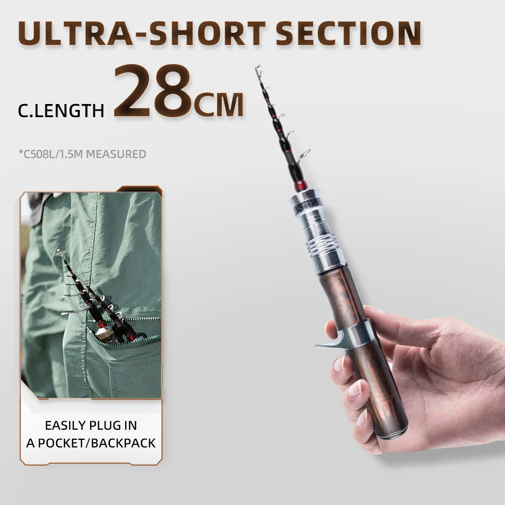 FISHINGFANS MQC Telescopic Travel Rod 5' 6' L ML Trout Cypress Handle Light Small Bait Perch Fishing Rod