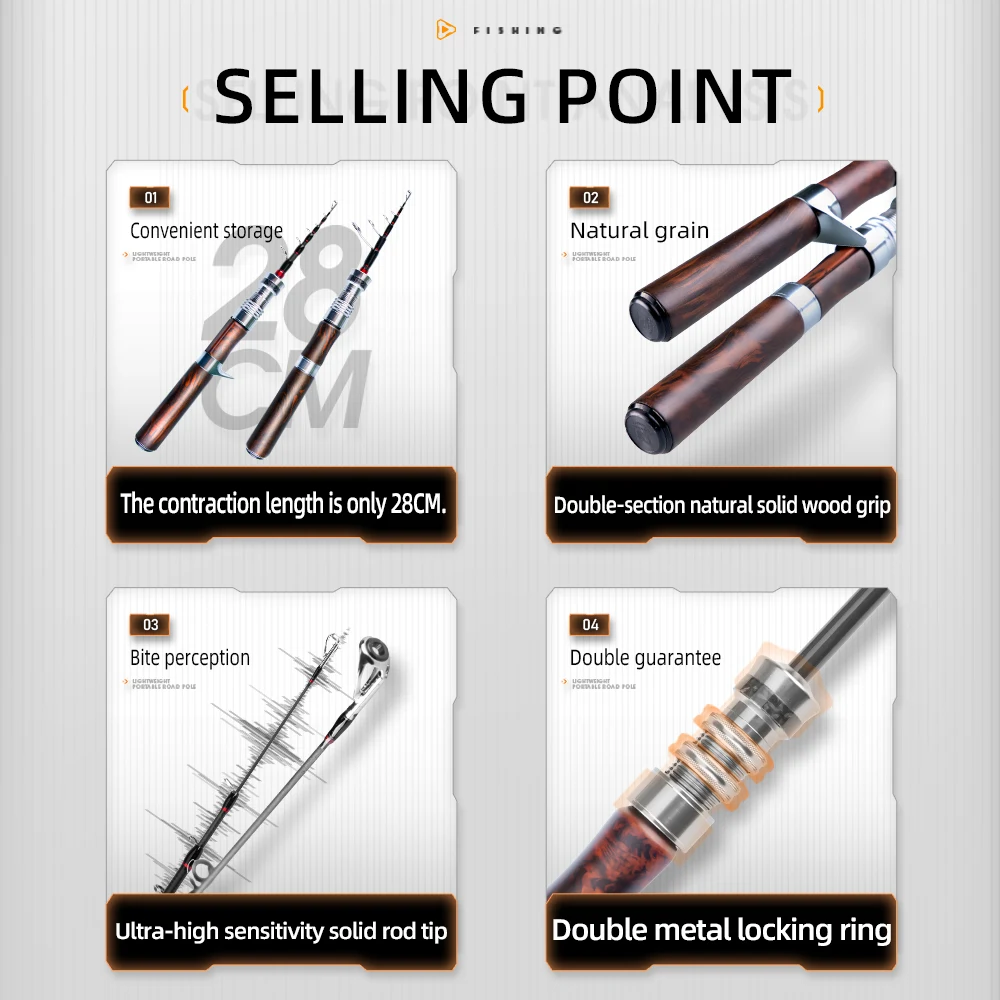 FISHINGFANS MQC Telescopic Travel Rod 5' 6' L ML Trout Cypress Handle Light Small Bait Perch Fishing Rod