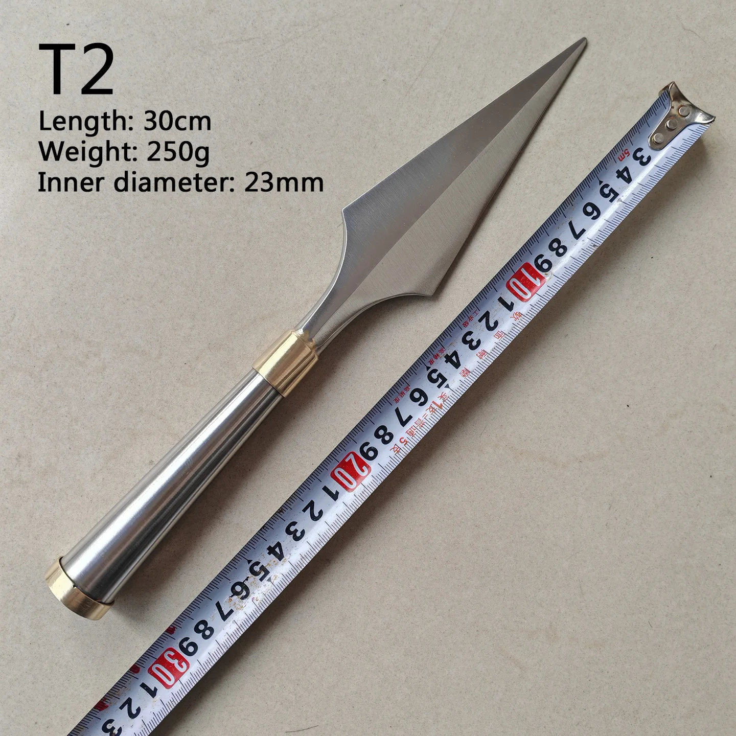 Martial Arts Equipment Red Tassel Spearhead Stainless Steel Training Spear Stage Copper Hoop Blunt-Edge Unsharpened Cutlery