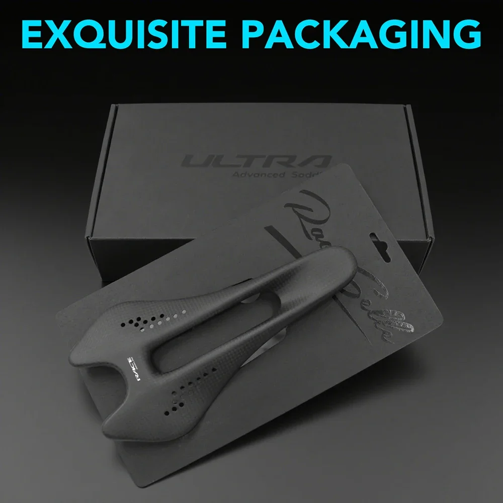 Ullicyc Ultralight Carbon Saddle, 3K Weave, Oval 7*9mm Rail, 242*122mm, Raw Finish Road Bike Seat, Sillin De Carbono