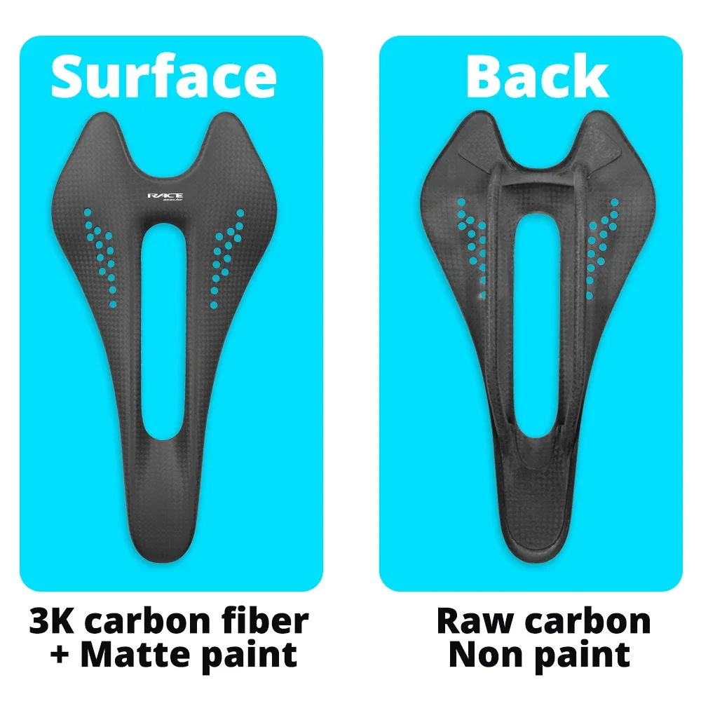 Ullicyc Ultralight Carbon Saddle, 3K Weave, Oval 7*9mm Rail, 242*122mm, Raw Finish Road Bike Seat, Sillin De Carbono