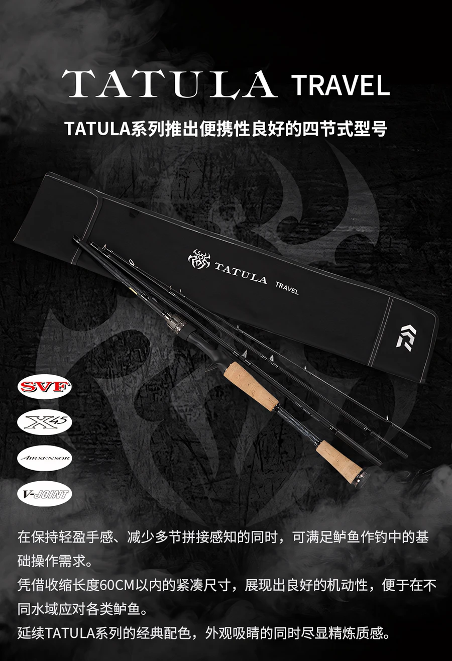 2026 DAIWA TATULA TRAVEL Fishing Rod 4S Spinning/Casting Lure Bass Fast Action Carbon Fiber for Saltwater Freshwater