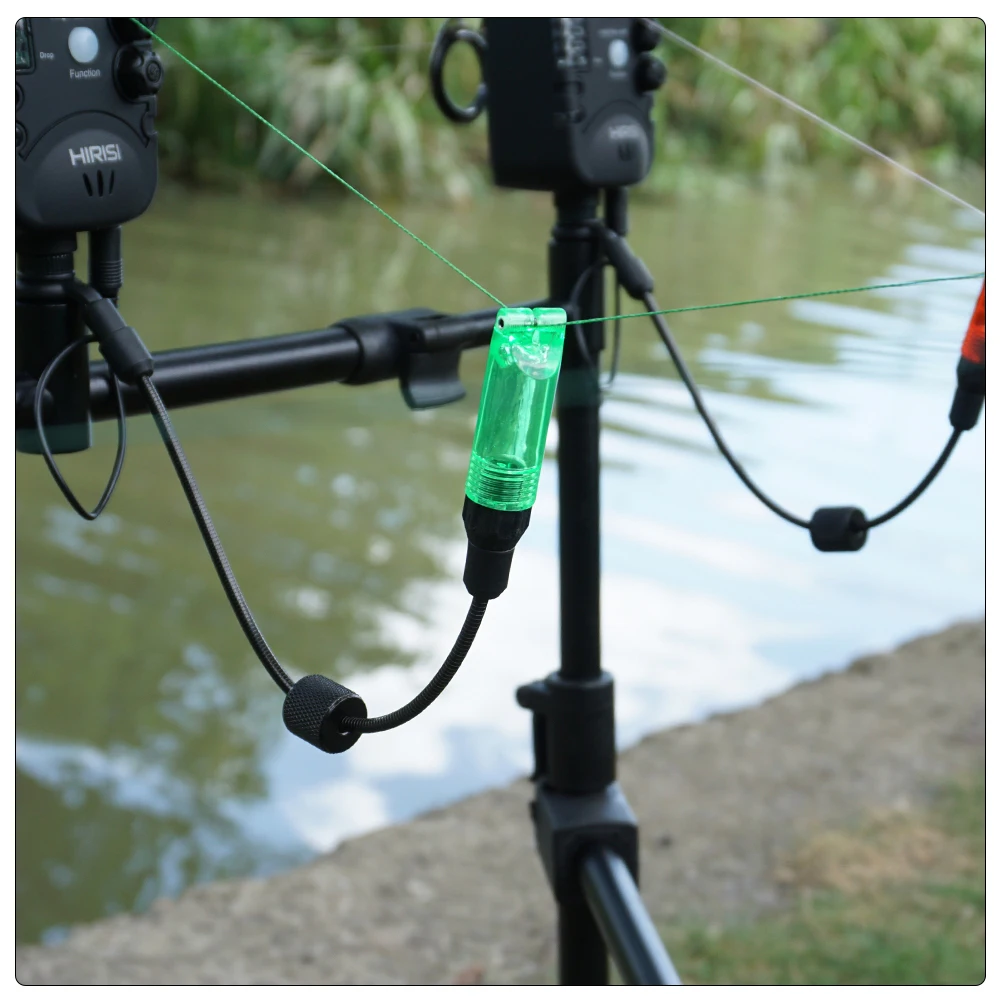 Hirisi B2032 Carp Fishing LED Swinger Drop Off Indicator Metals Soft Pole LED Light Bite Detection for Carp Coarse Fishing