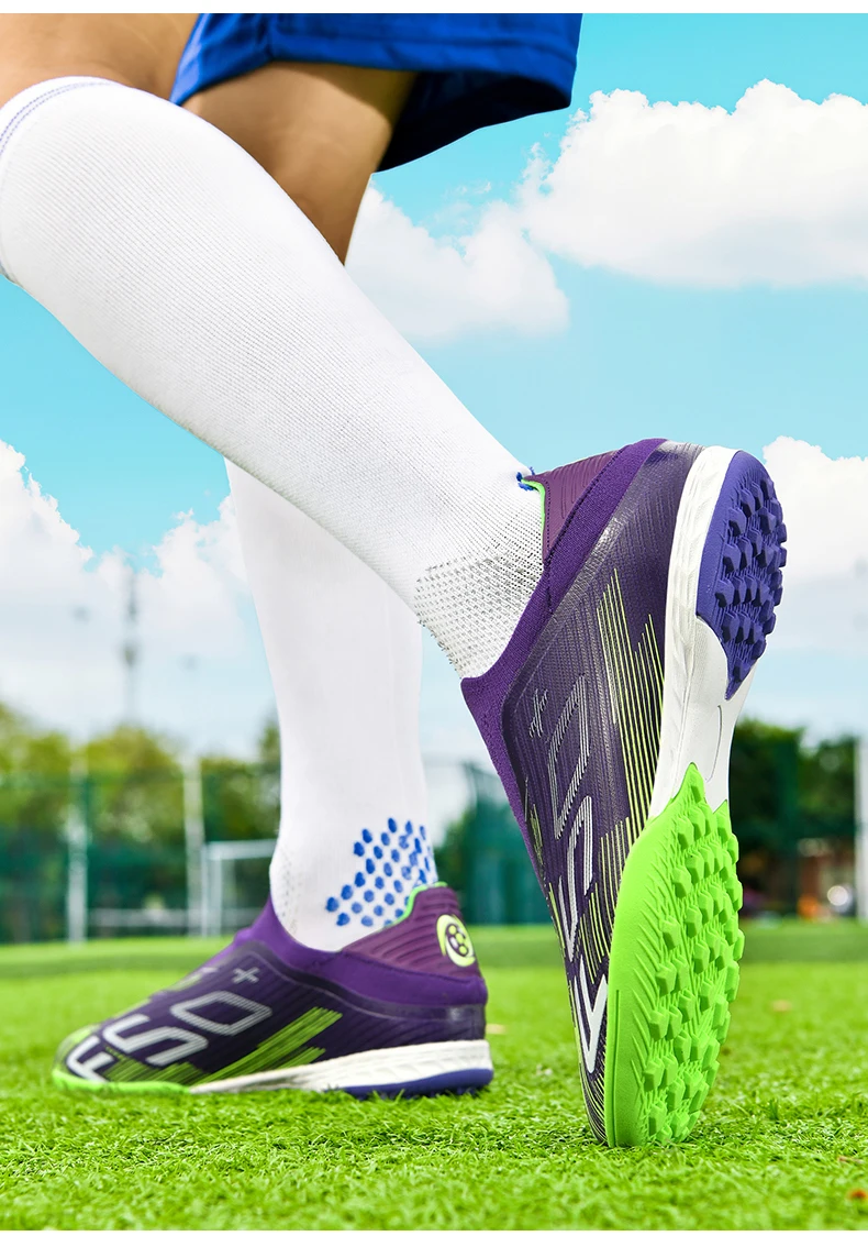 T36 Laceless Mens Soccer Shoes Boys F50 TF/FG Training Football Sneakers for Youth Turf Soccer Cleats Chuteira Campo 35-45