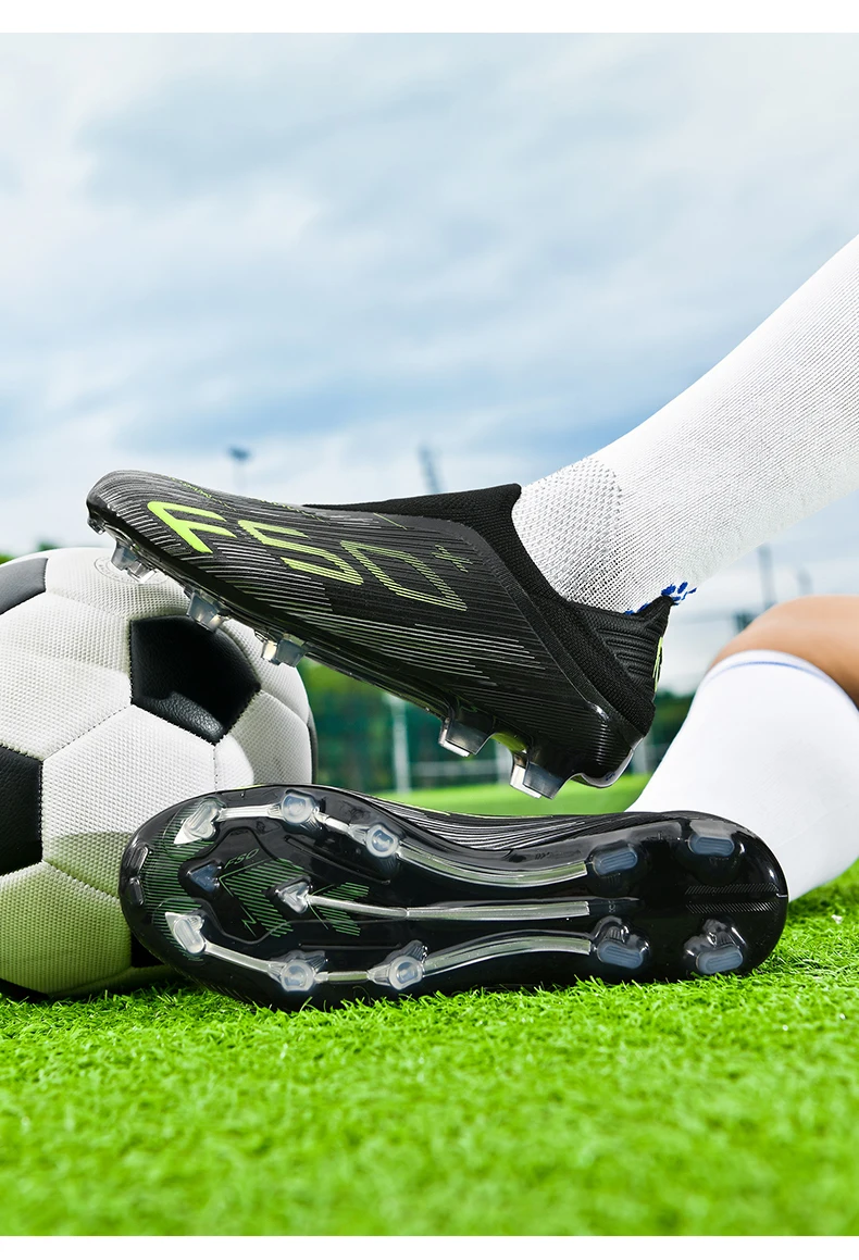 T36 Laceless Mens Soccer Shoes Boys F50 TF/FG Training Football Sneakers for Youth Turf Soccer Cleats Chuteira Campo 35-45