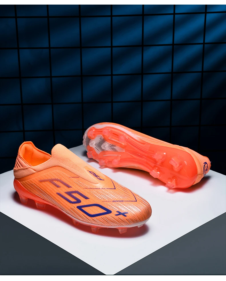 T36 Laceless Mens Soccer Shoes Boys F50 TF/FG Training Football Sneakers for Youth Turf Soccer Cleats Chuteira Campo 35-45
