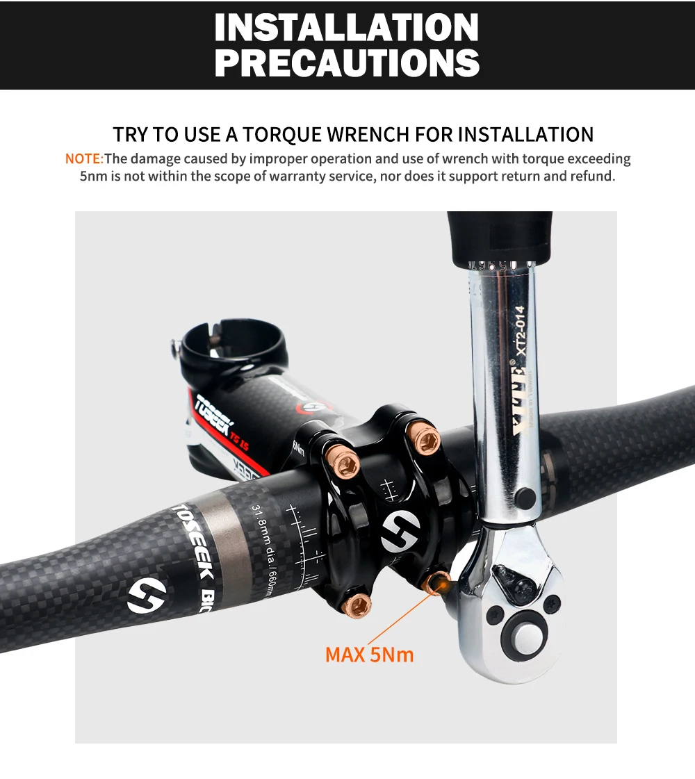 TOSEEK Bicycle Handlebar MTB Bike Handle Bar Carbon Fibre Handlebars 31.8mm Width 580/600/620/640/660/700/720/740/760mm