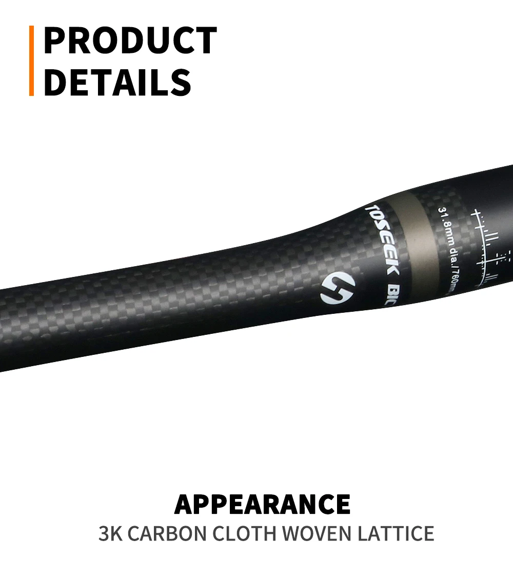 TOSEEK Bicycle Handlebar MTB Bike Handle Bar Carbon Fibre Handlebars 31.8mm Width 580/600/620/640/660/700/720/740/760mm