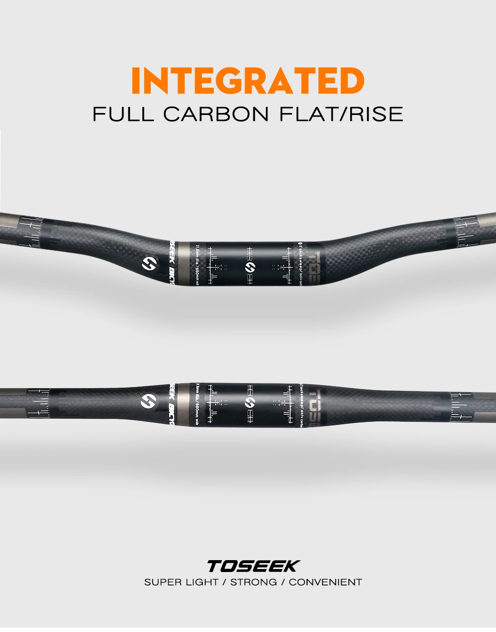 TOSEEK Bicycle Handlebar MTB Bike Handle Bar Carbon Fibre Handlebars 31.8mm Width 580/600/620/640/660/700/720/740/760mm