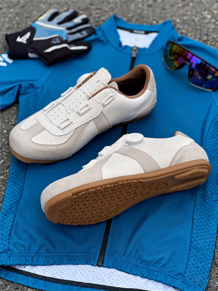 Women's Non-Lock Mountain Bike Shoes, No Cleats, Road Cycling RB Speed Rubber Sole Shoes, Men's Rubber Sole Cycling Shoes