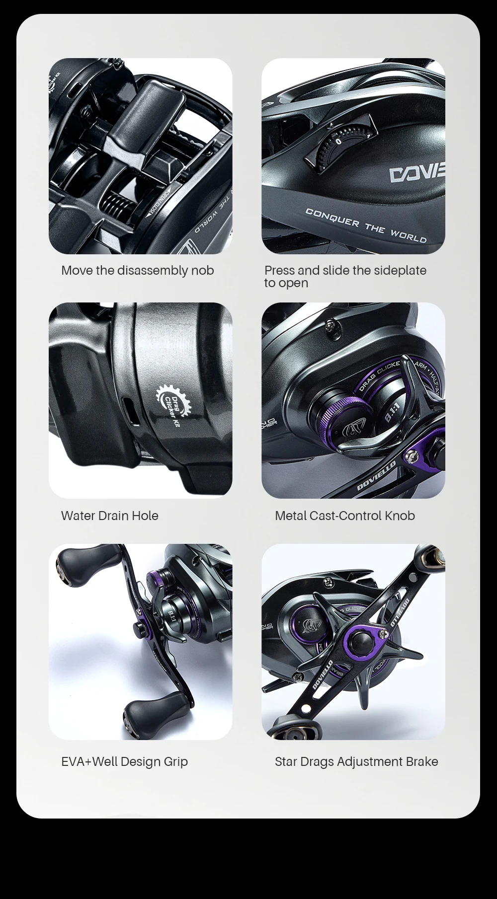 SOLOKING GKA200 Pro Baitcaster Reel Fishing Reel All Purpose Use 7.1/8.1 Gear Ratio BFS Reel 6+1 9KG Drag Fishing Reel