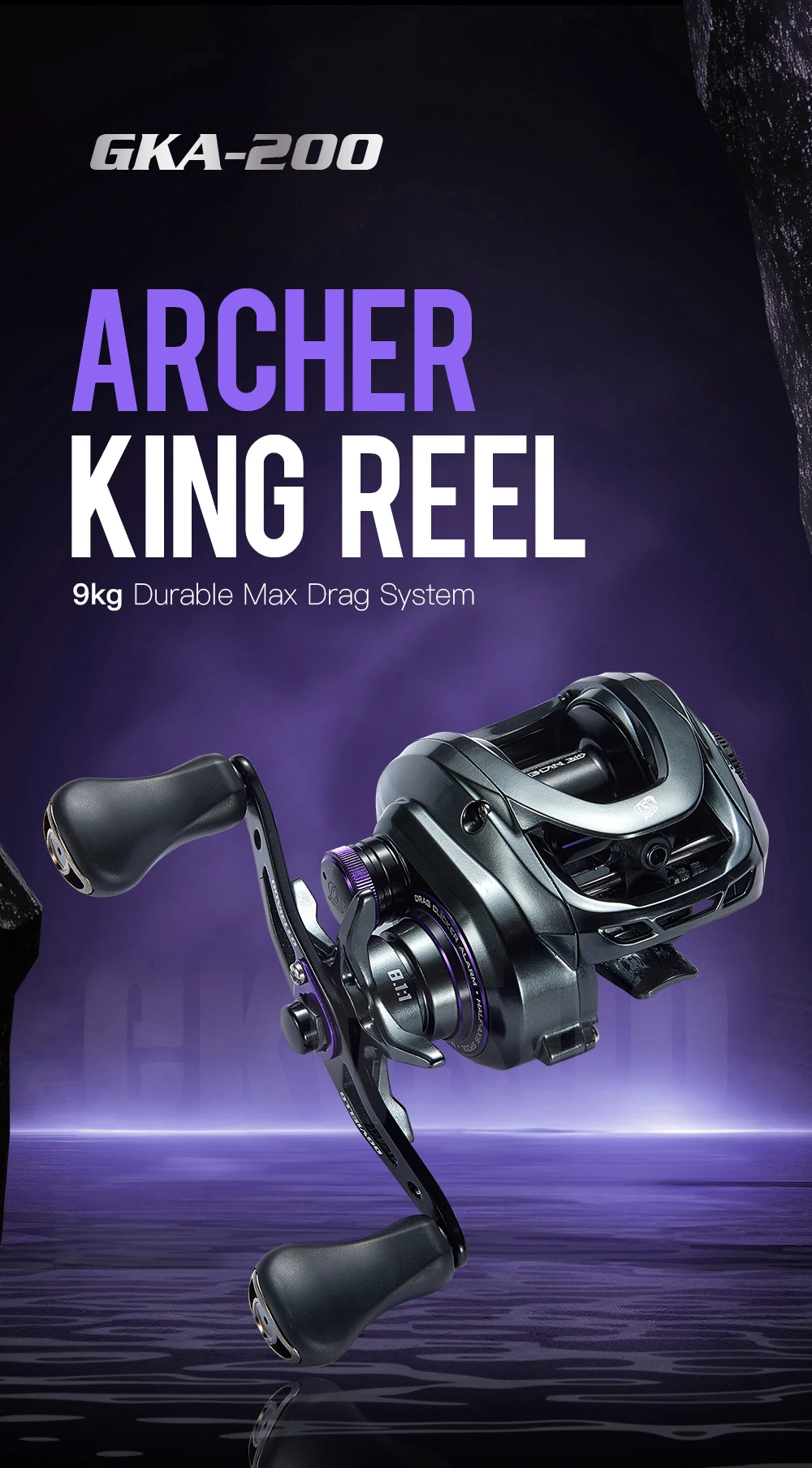 SOLOKING GKA200 Pro Baitcaster Reel Fishing Reel All Purpose Use 7.1/8.1 Gear Ratio BFS Reel 6+1 9KG Drag Fishing Reel
