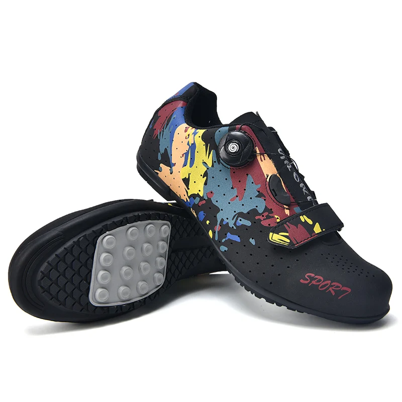 Lock-Free Cycling Shoes Flat Pedal Shoes Men Bike Cleat Sneaker MTB Bicycle Biking Women Breathable Indoor Boots