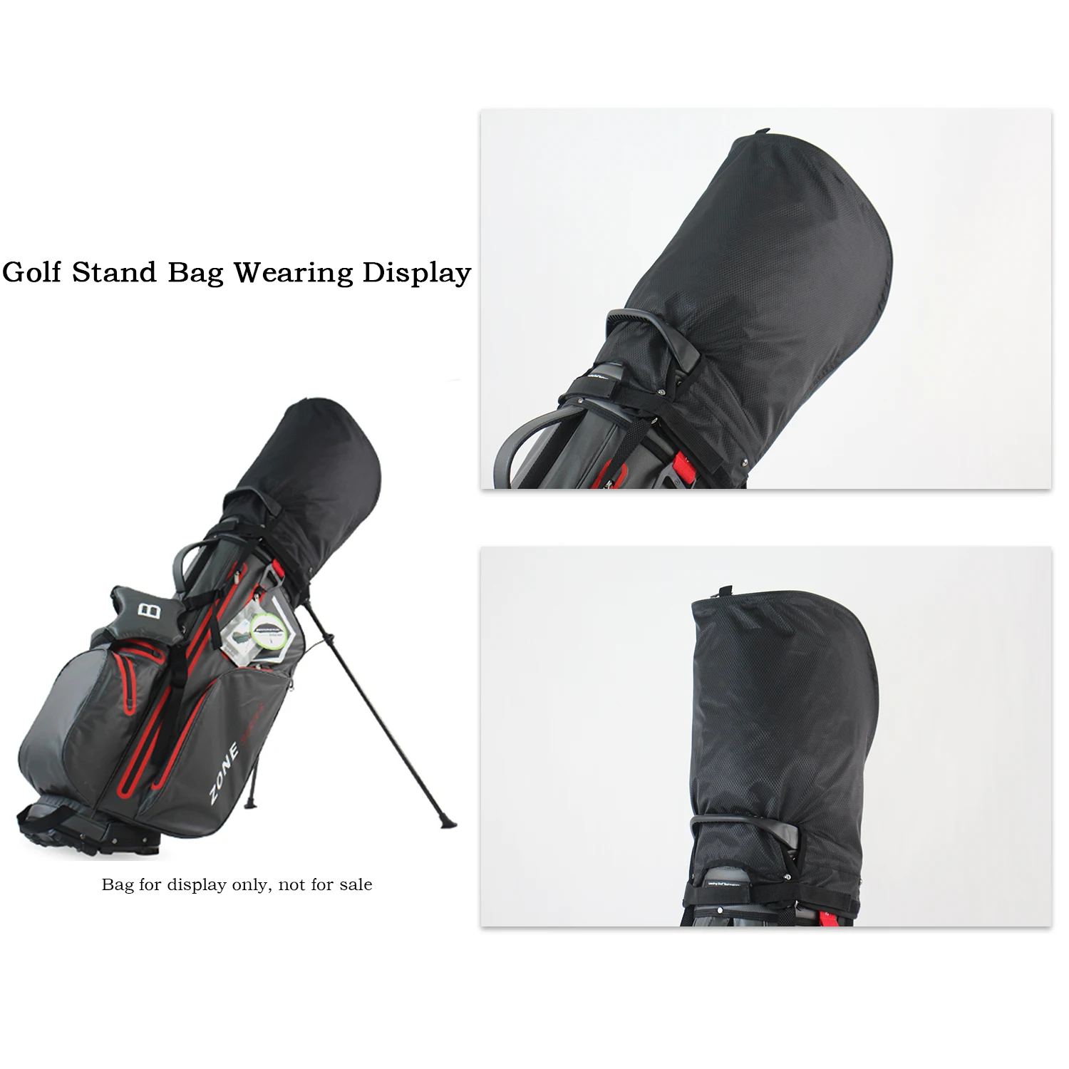 Universal Oversized Waterproof Golf Bag Hood Cover with 6 Adjustable Snaps, Fits 8.5"-9.5" Golf Bags