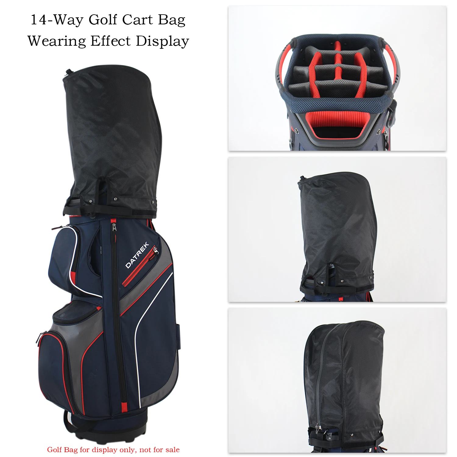 Universal Oversized Waterproof Golf Bag Hood Cover with 6 Adjustable Snaps, Fits 8.5"-9.5" Golf Bags
