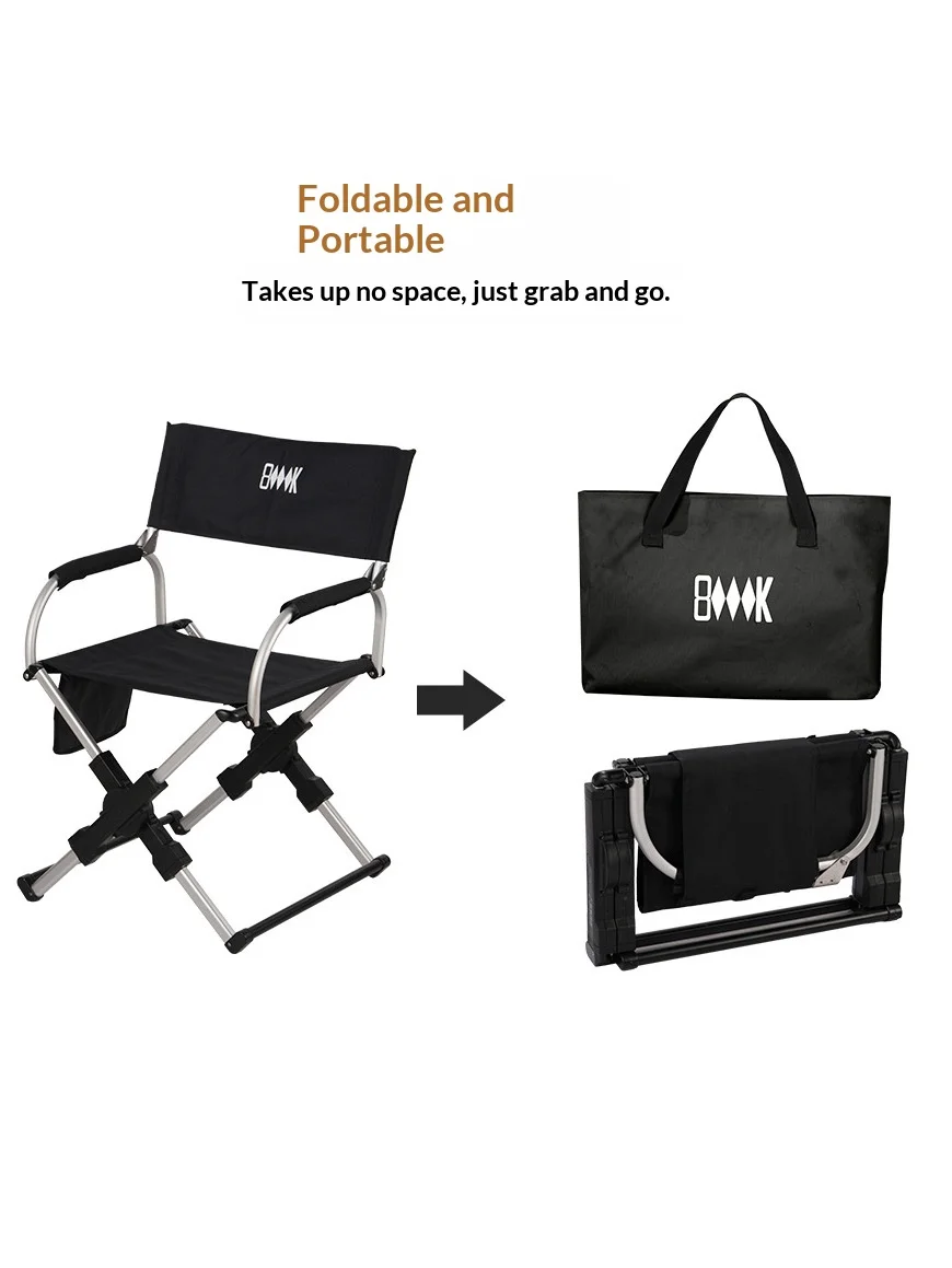 Outdoor Foldable Director Chair Aluminum Alloy Lightweight Camping Chair Portable Beach Fishing Hiking Picnic Seat Travel Furnit