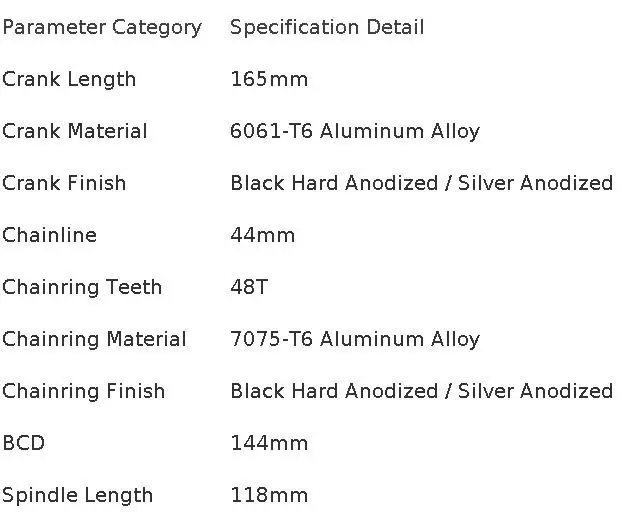 SKEACE Bicycle Crankset 144BCD Mountain Bike Square Hole Crank Aluminum Alloy Single Speed Crank Chainwheel 165mm 48T Crank Set