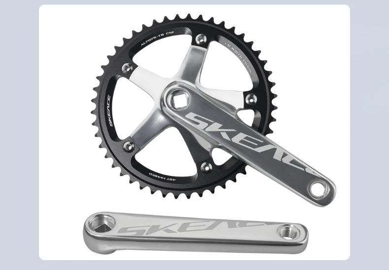 SKEACE Bicycle Crankset 144BCD Mountain Bike Square Hole Crank Aluminum Alloy Single Speed Crank Chainwheel 165mm 48T Crank Set