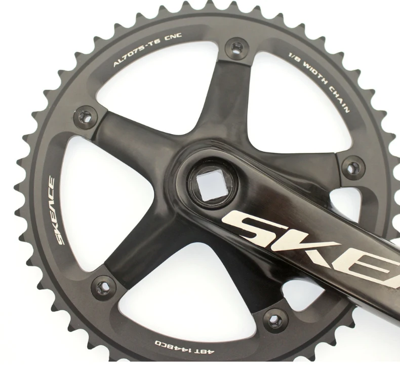 SKEACE Bicycle Crankset 144BCD Mountain Bike Square Hole Crank Aluminum Alloy Single Speed Crank Chainwheel 165mm 48T Crank Set
