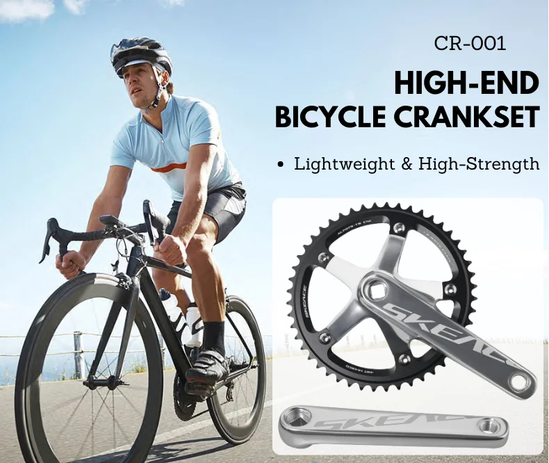 SKEACE Bicycle Crankset 144BCD Mountain Bike Square Hole Crank Aluminum Alloy Single Speed Crank Chainwheel 165mm 48T Crank Set