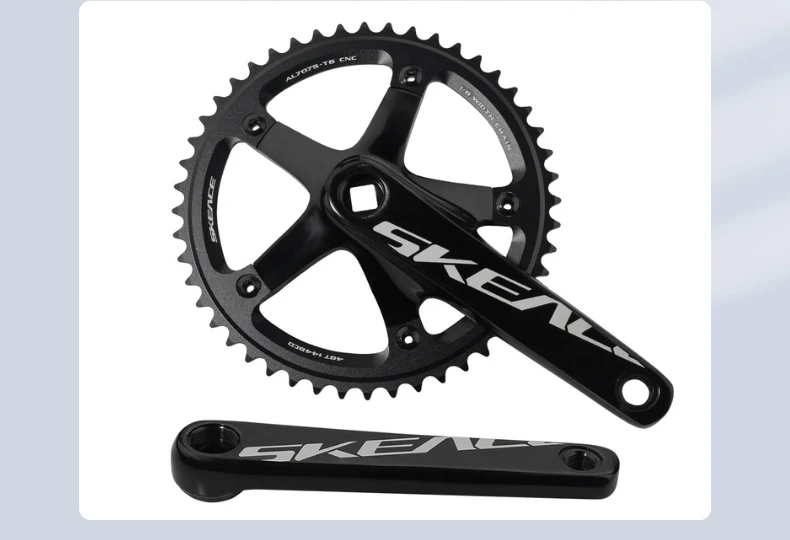 SKEACE Bicycle Crankset 144BCD Mountain Bike Square Hole Crank Aluminum Alloy Single Speed Crank Chainwheel 165mm 48T Crank Set