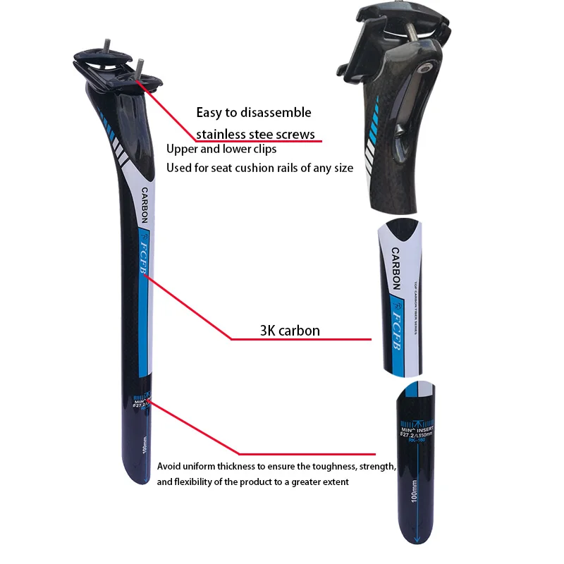 Bicycle Carbon Seat post Setback 25mm MTB/Road Seatpost 27.2/30.8/31.6mm length 350/400mm Bicycle SeatPost Parts Carbon Canoe