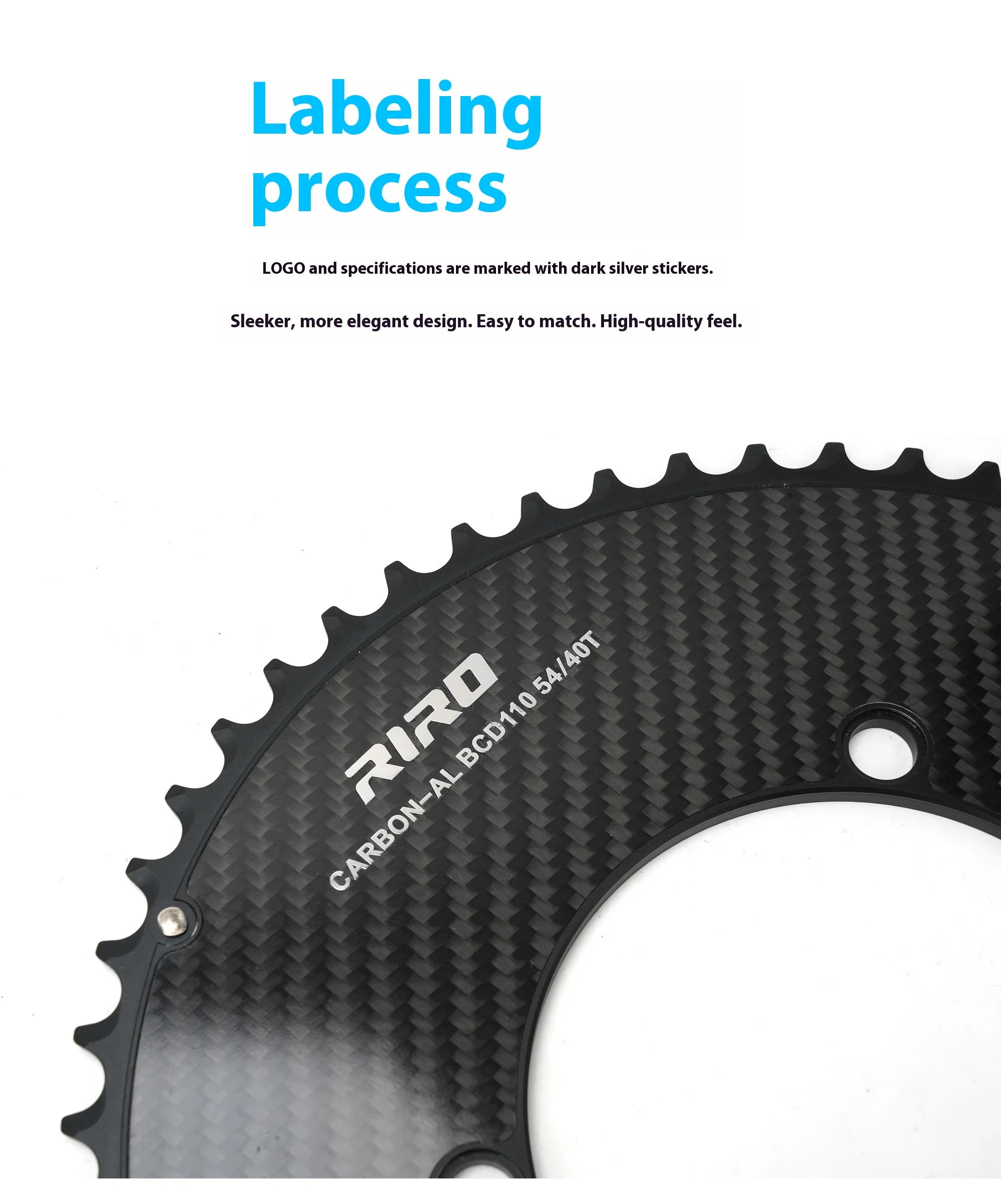 RIRO Carbon Fiber Chainrings 10-12S Super Light Road Bike Chainwheel 50-34/52-36/53-39/54-40T for Shimano 4-Bolts 110BCD Crank
