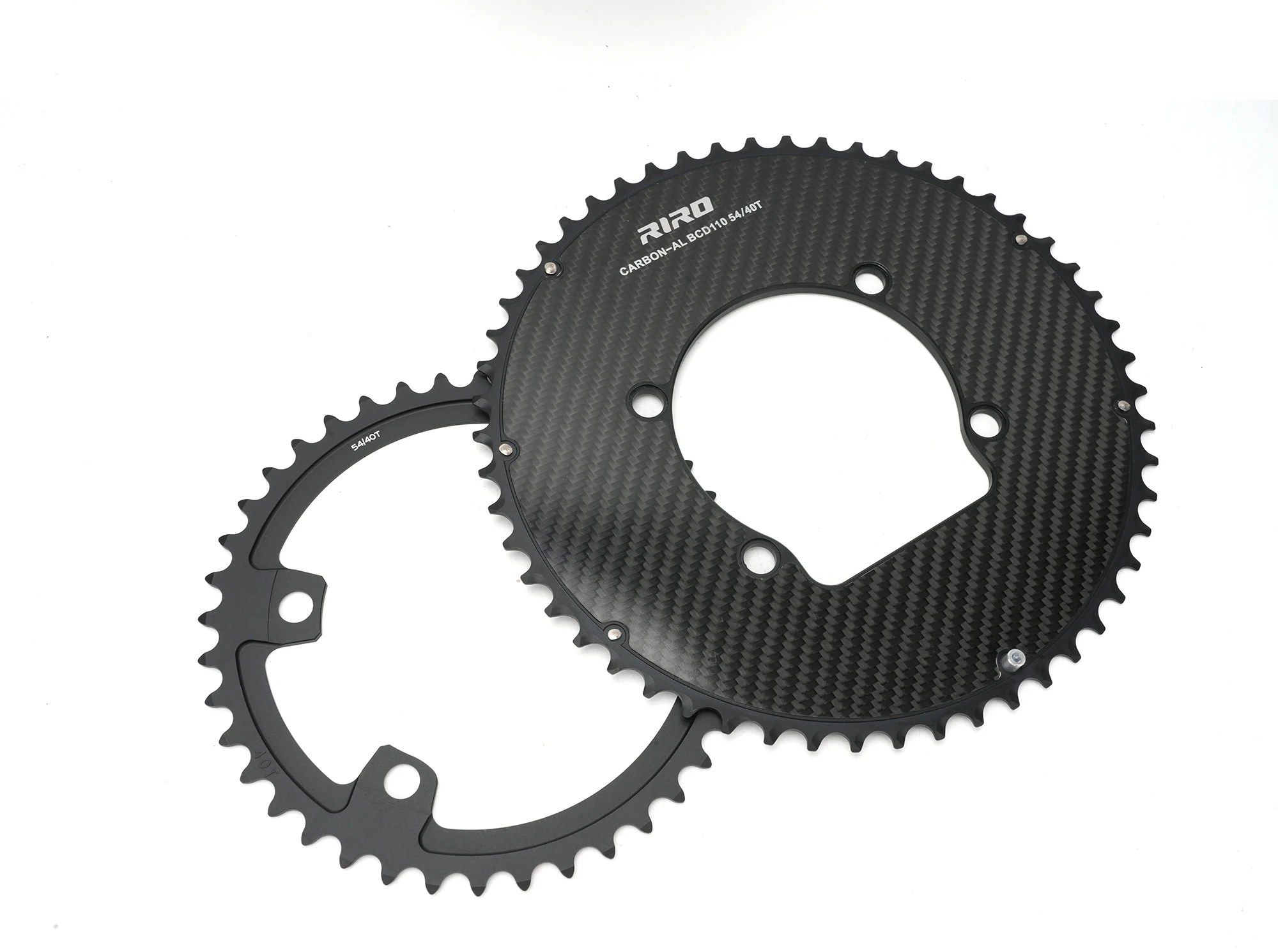 RIRO Carbon Fiber Chainrings 10-12S Super Light Road Bike Chainwheel 50-34/52-36/53-39/54-40T for Shimano 4-Bolts 110BCD Crank