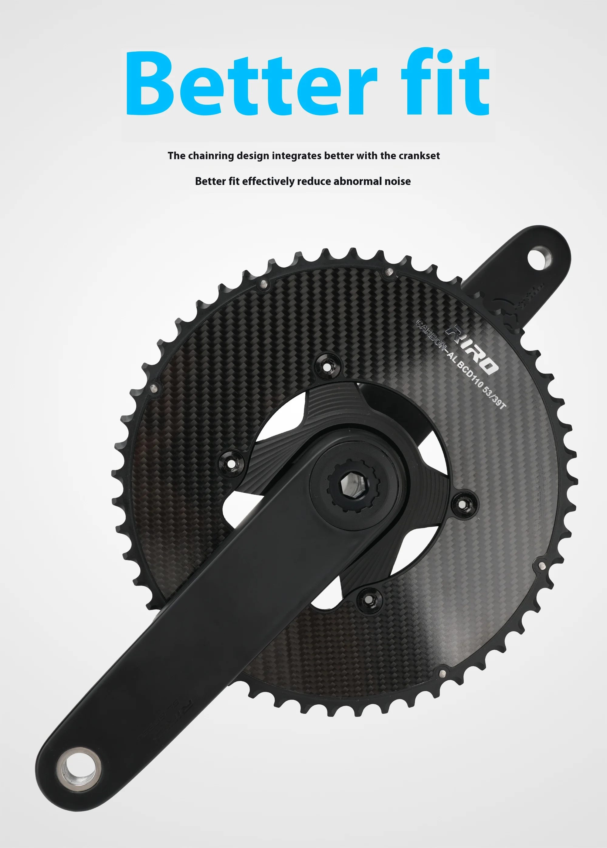 RIRO Carbon Fiber Chainrings 10-12S Super Light Road Bike Chainwheel 50-34/52-36/53-39/54-40T for Shimano 4-Bolts 110BCD Crank