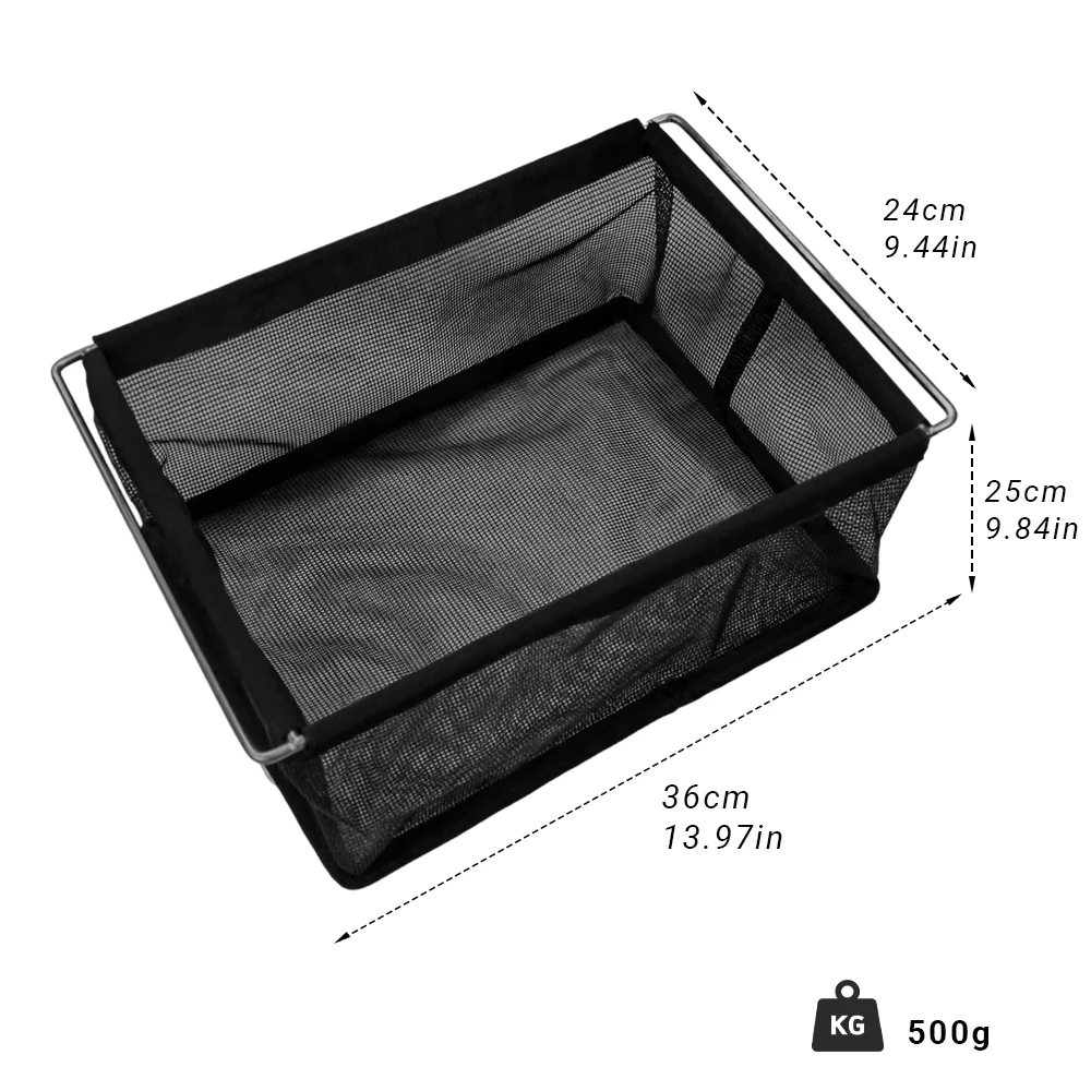 Pandatour IGT 1unit Mesh Water Filter Basket Outdoor Camping Black Storage Basket Bowl And Cup Storage Bag Durable And Portable