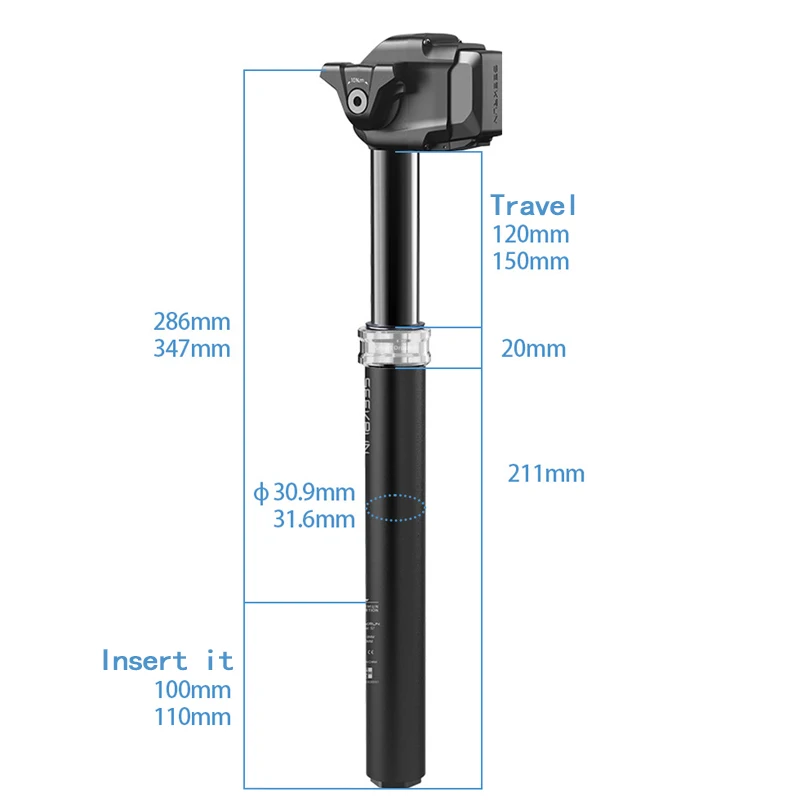 SEEKRUN S7 MTB Bike Seatpost Wireless Dropper 120/150/175mm Travel 30.9 31.6mm Electronic Height Adjustable Bicycle Saddle Post