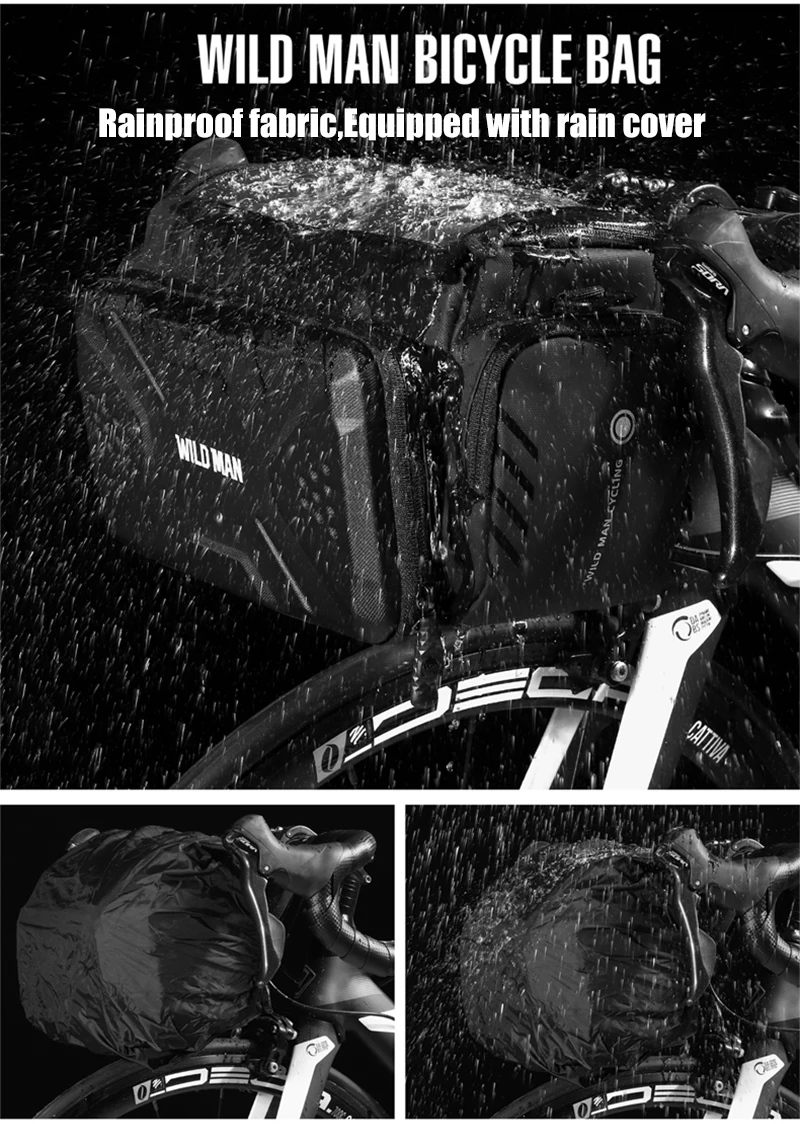WILD MAN BBG071 Bike Handlebar Phone Bag EVA Hard Shell Touch Screen Rainproof Quick Release Front Storage Pouch Shoulder Strap