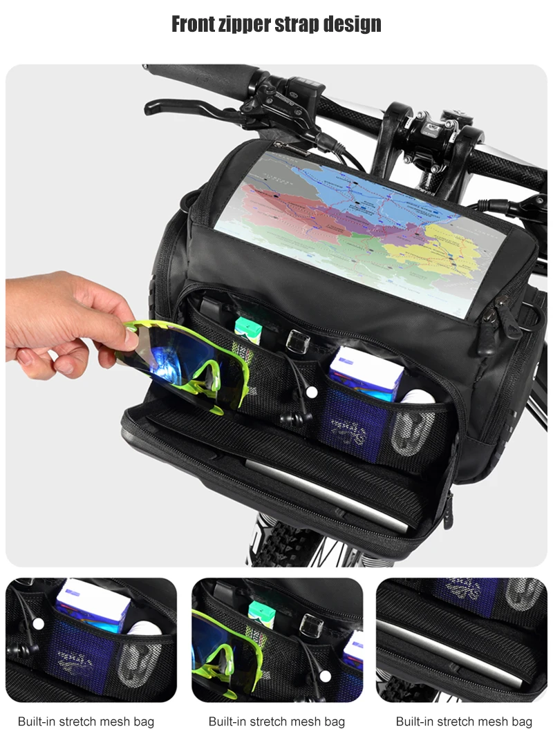 WILD MAN BBG071 Bike Handlebar Phone Bag EVA Hard Shell Touch Screen Rainproof Quick Release Front Storage Pouch Shoulder Strap