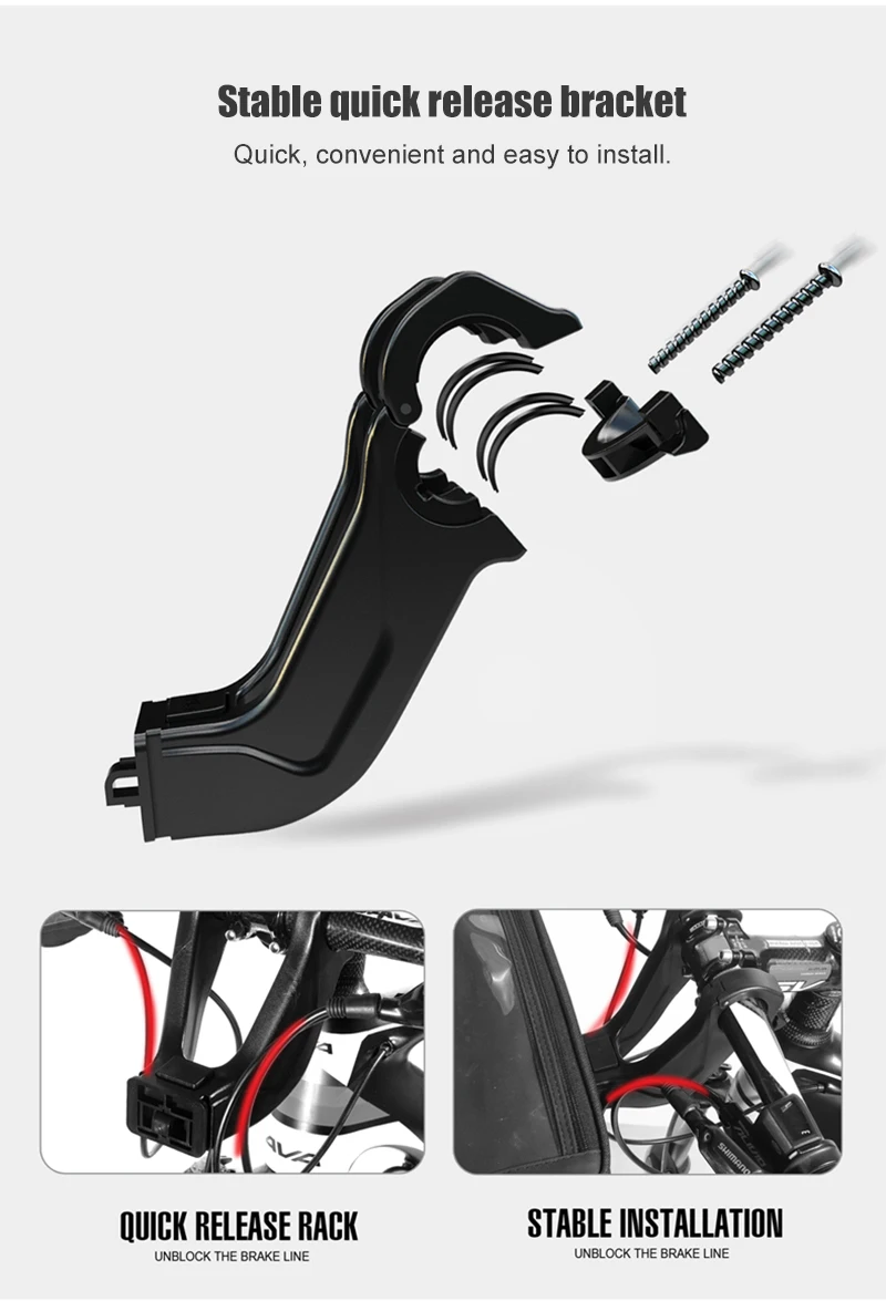 WILD MAN BBG071 Bike Handlebar Phone Bag EVA Hard Shell Touch Screen Rainproof Quick Release Front Storage Pouch Shoulder Strap