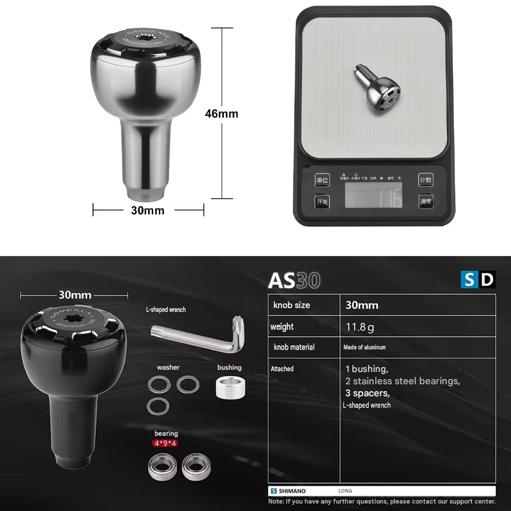 Gomexus Knob For Shimano Stradic Ci4 Ultegra Stella Sustain Daiwa Certate Exceler LT Tuning Spinning Reel Aluminium Knob 30mm