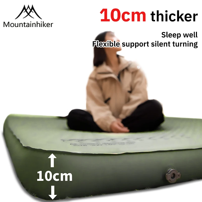 Mountainhiker 10CM Inflatable Cheese Mattress Special Sponge Upgrade Portable Sleeping Pad Mat for Outdoor Camping Family Use
