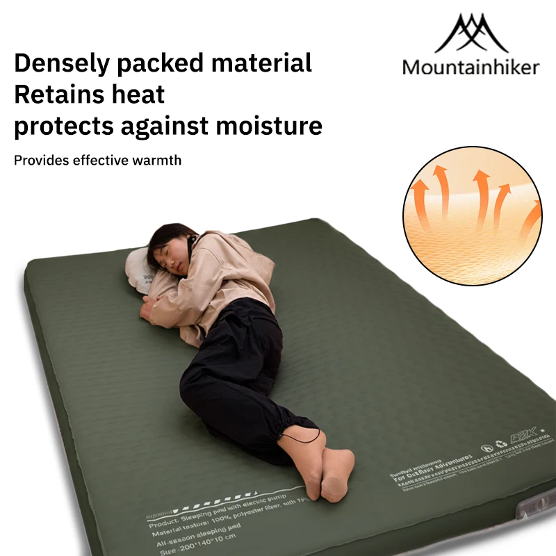 Mountainhiker 10CM Inflatable Cheese Mattress Special Sponge Upgrade Portable Sleeping Pad Mat for Outdoor Camping Family Use