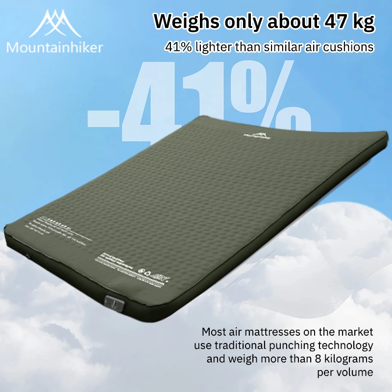 Mountainhiker 10CM Inflatable Cheese Mattress Special Sponge Upgrade Portable Sleeping Pad Mat for Outdoor Camping Family Use