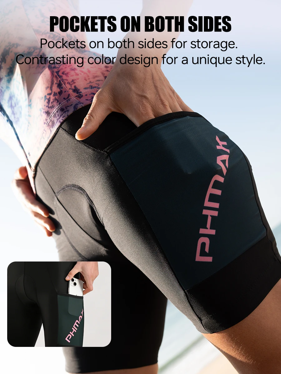 PHMAX Women's Cycling Shorts 5D SILICONE Padded Women Road MTB Bike Cycling Shorts Pants  with Pocket Pro Bicycle Shorts