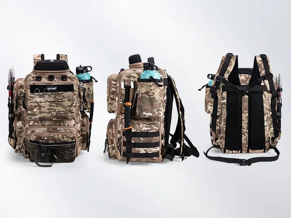 Goture 45L Large Capacity Fishing Backpack,Waterproof Tackle Bag with 4 Tackle Boxes,Rod Holder Storge Fishing Gear Gift for Men