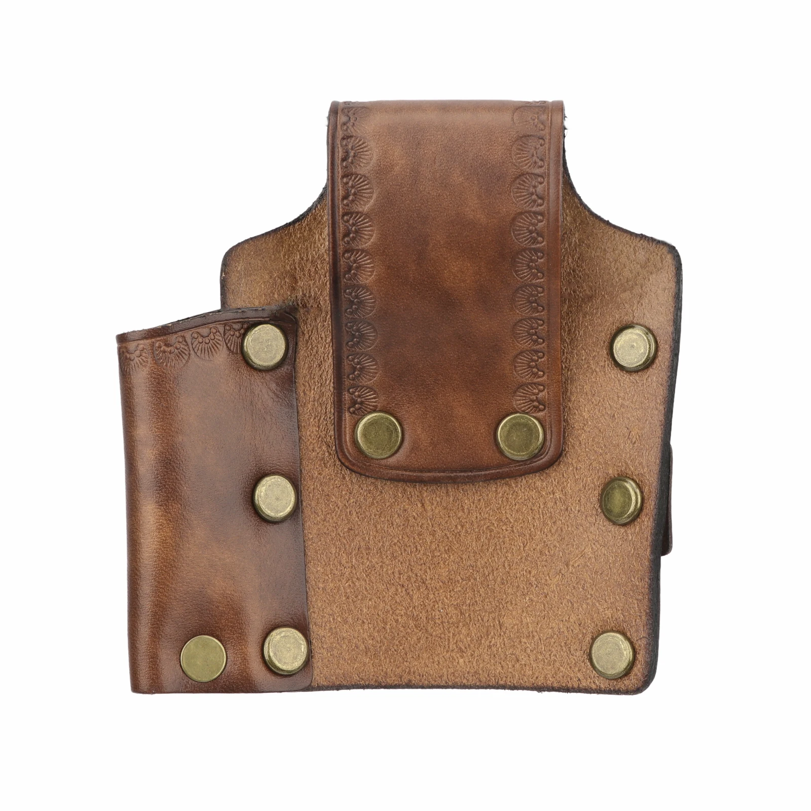 Tourbon Leather Tools Pouch with Belt Loop Heavy Duty Tape Measure & Hammer Holder Pencil Carrier Brown