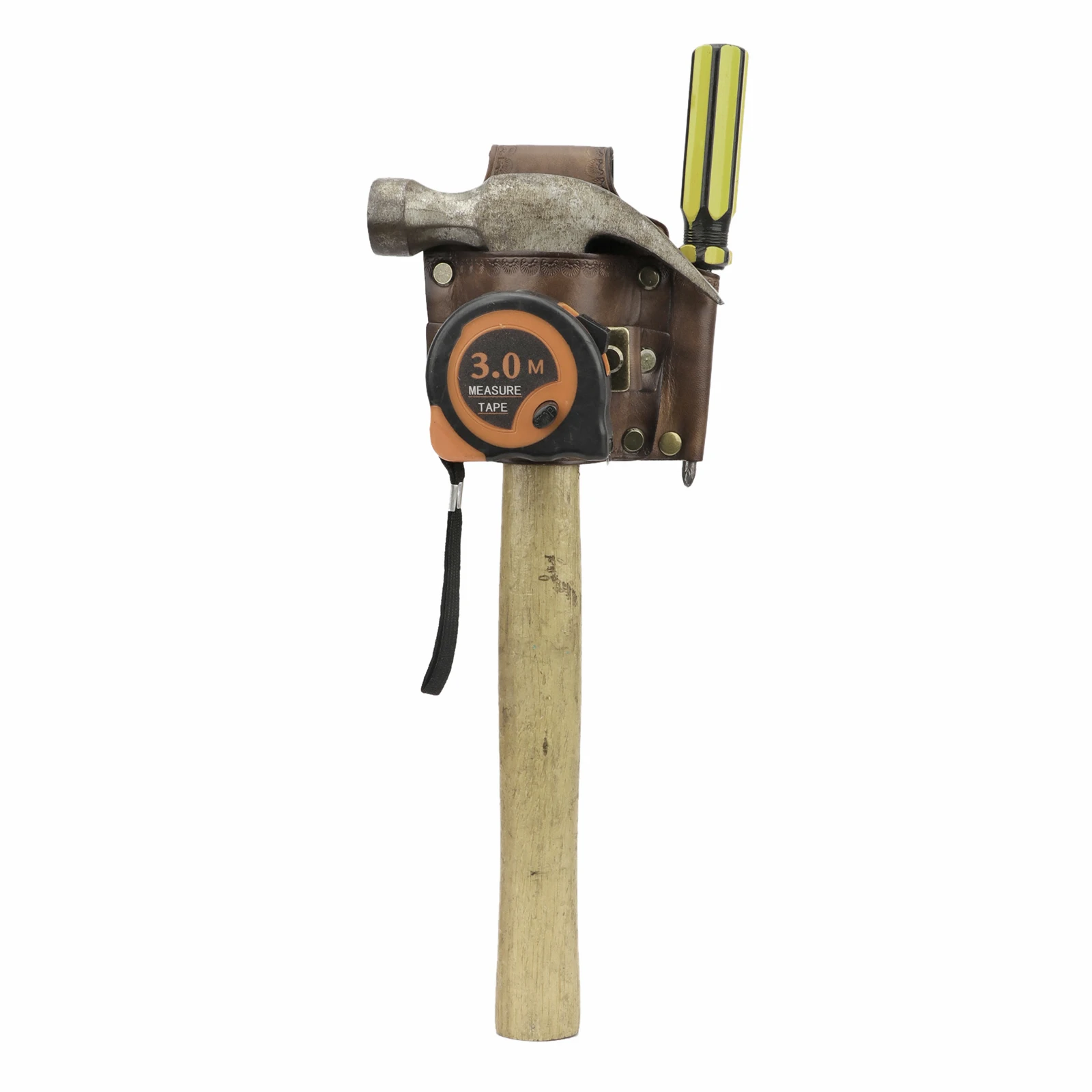 Tourbon Leather Tools Pouch with Belt Loop Heavy Duty Tape Measure & Hammer Holder Pencil Carrier Brown
