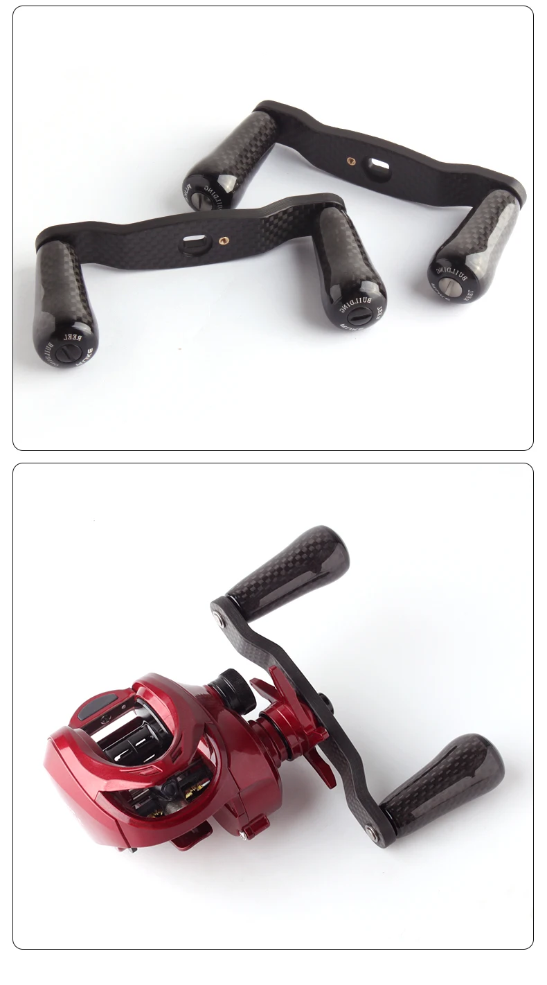 Kawa Fishing Reel Handle Carbon Fiber Knob Add Thickness Length 110mm 48.5g/pc Suit D/Ab/Shi Casting Reels DIY Tackles Accessory