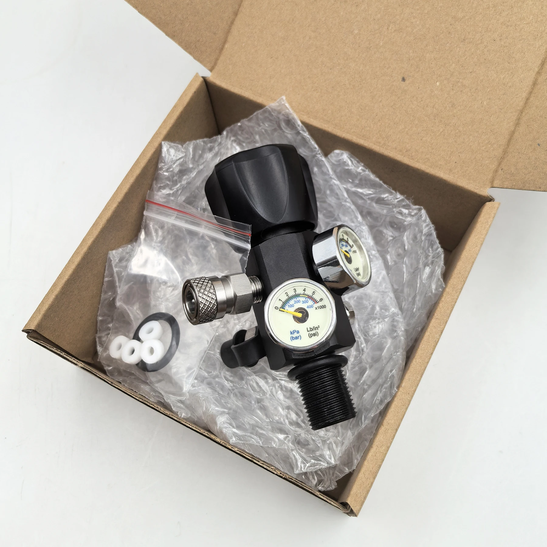 HP Compressed Air CO2 Cylinder Bottle DIN Valve Fill Station Adapter 4500psi/300bar Dual Gauge, Charging, Refill, M18*1.5, 5/8