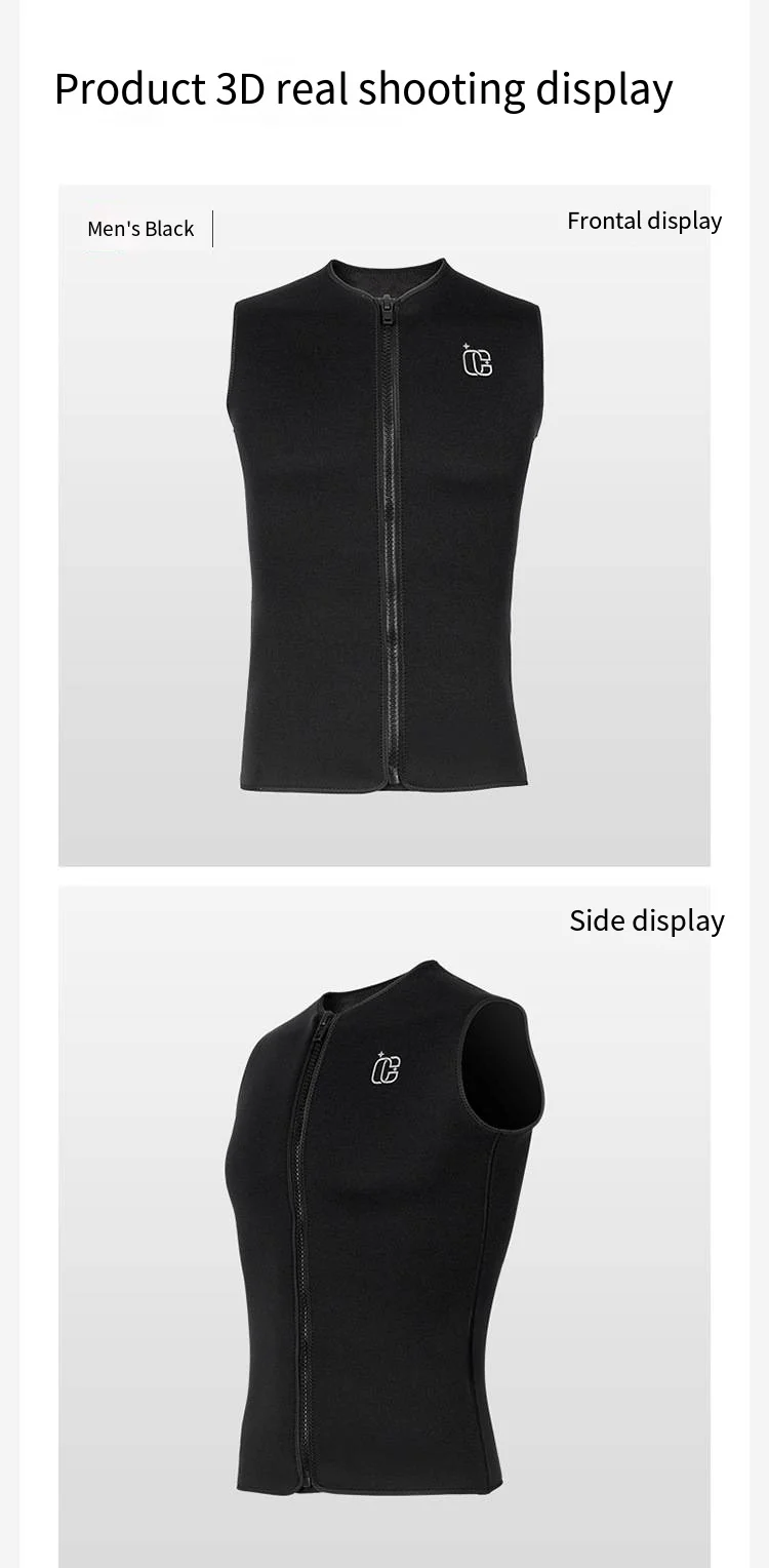 3MM Men Women Sleeveless Wetsuit Top No Hood Neoprene Thermal Vest for Scuba Diving Surfing Kayaking Swimming Water Sports